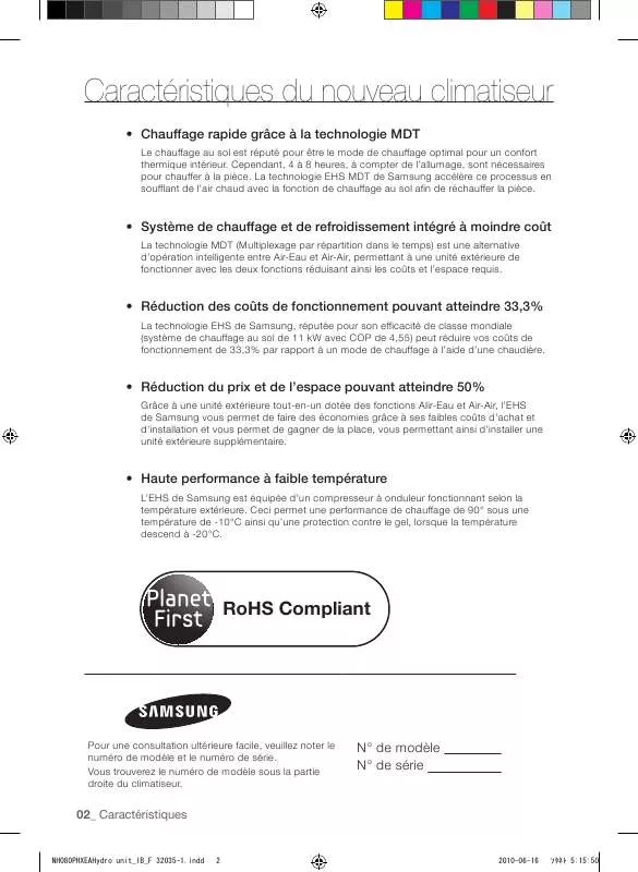 Mode d'emploi SAMSUNG NH160PHXEA