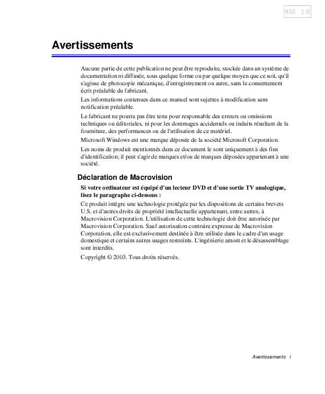 Mode d'emploi SAMSUNG NP-R50