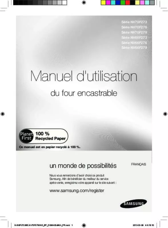 Mode d'emploi SAMSUNG NV70F2793NS