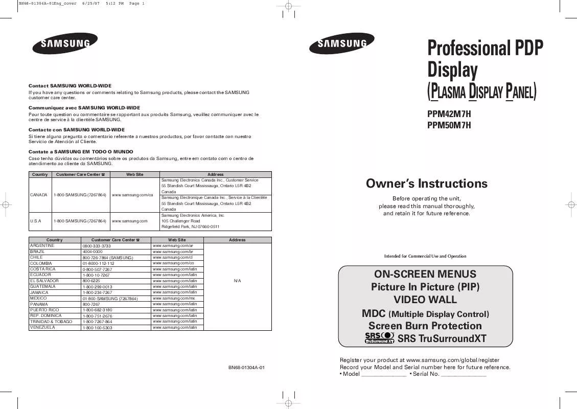 Mode d'emploi SAMSUNG PPM42M7HB