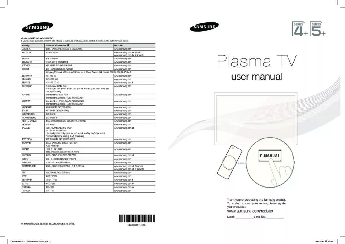 Mode d'emploi SAMSUNG PS51F4500AW