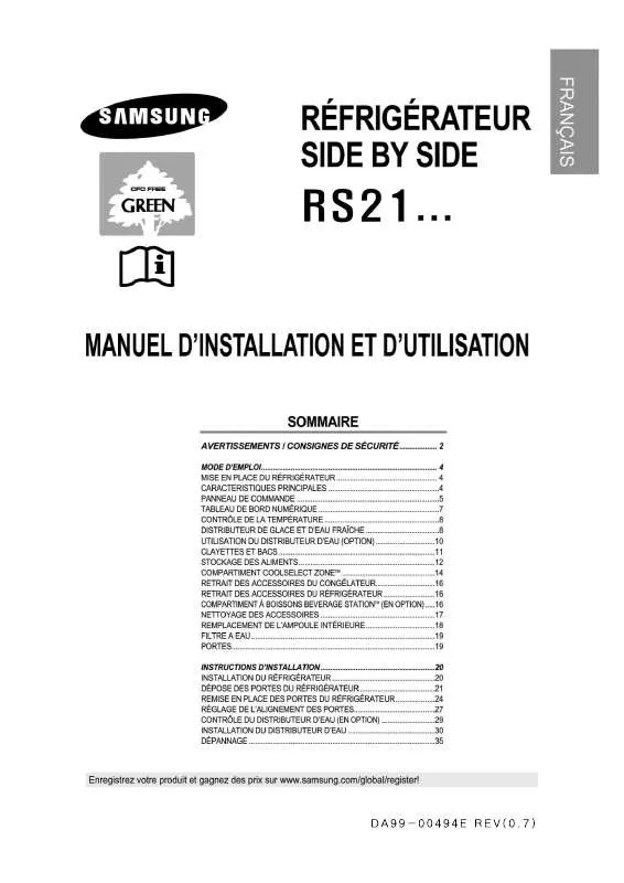 Mode d'emploi SAMSUNG RS21KXNA1-XEN