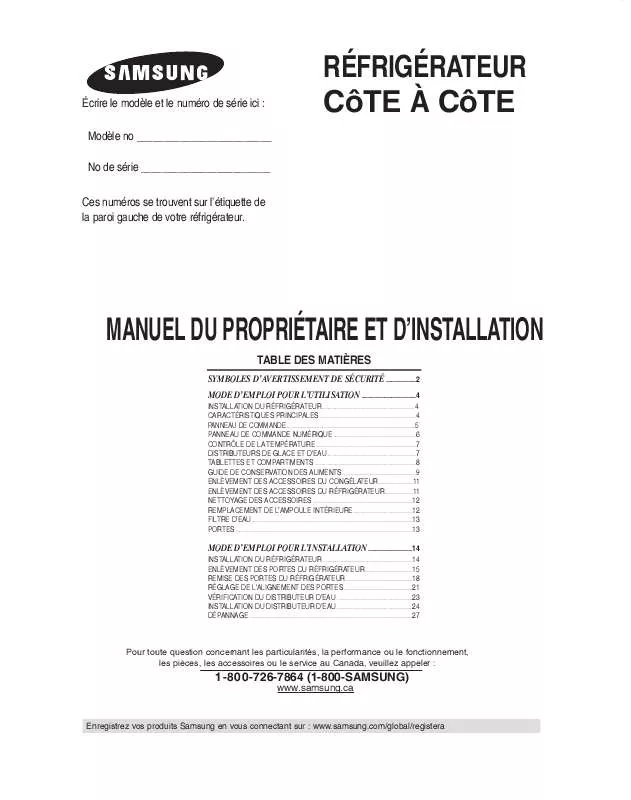 Mode d'emploi SAMSUNG RS2630SH