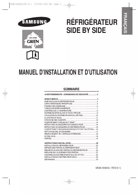 Mode d'emploi SAMSUNG RS55XJLAT