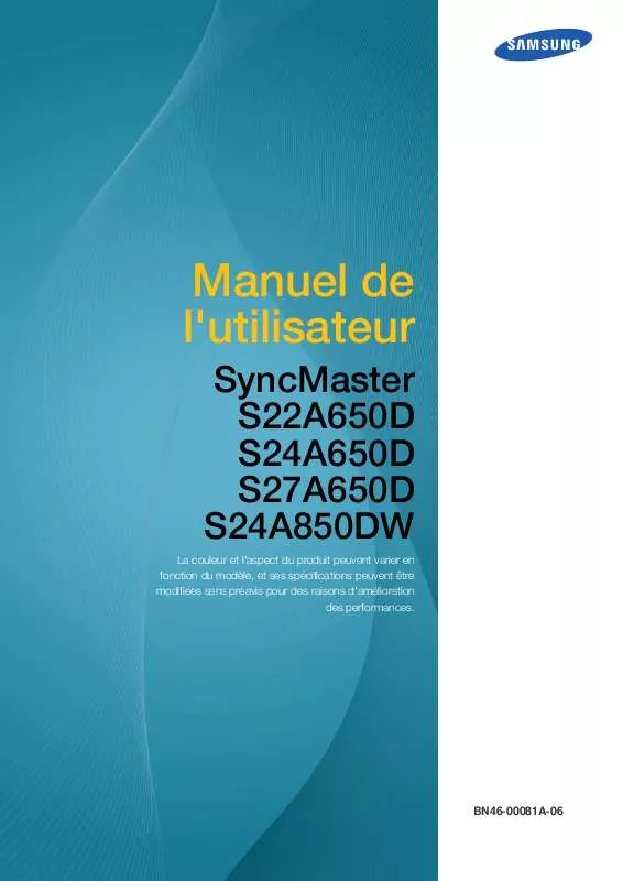 Mode d'emploi SAMSUNG SYNCMASTER S24A850DW