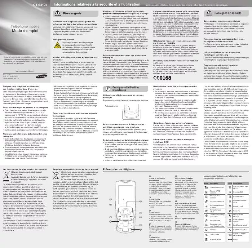 Mode d'emploi SAMSUNG S3100