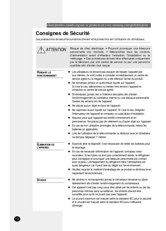 Mode d'emploi SAMSUNG SC-09AW8