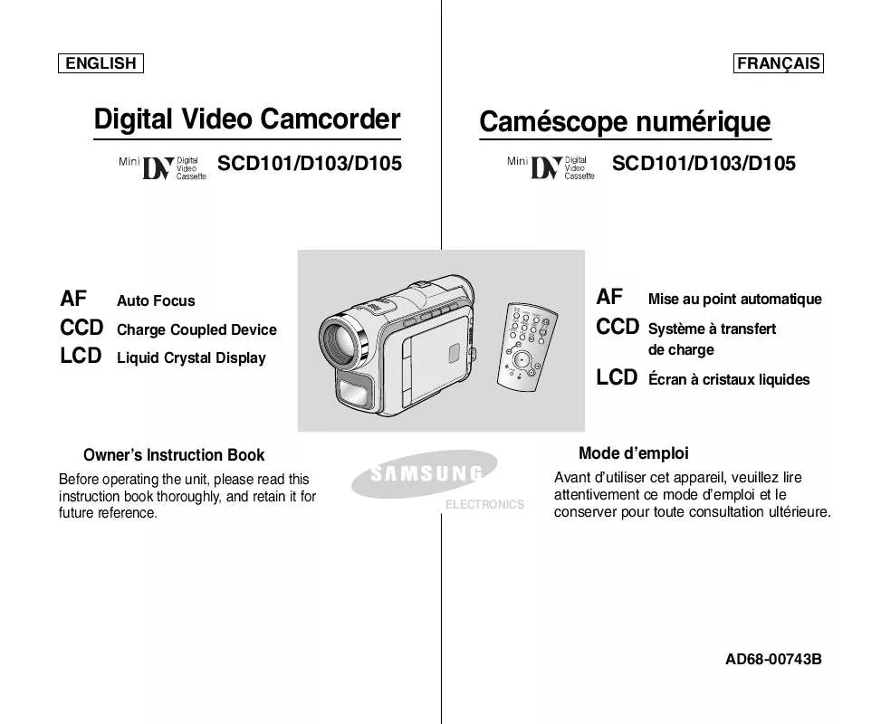 Mode d'emploi SAMSUNG SC-D103