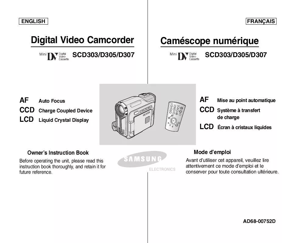 Mode d'emploi SAMSUNG SC-D303