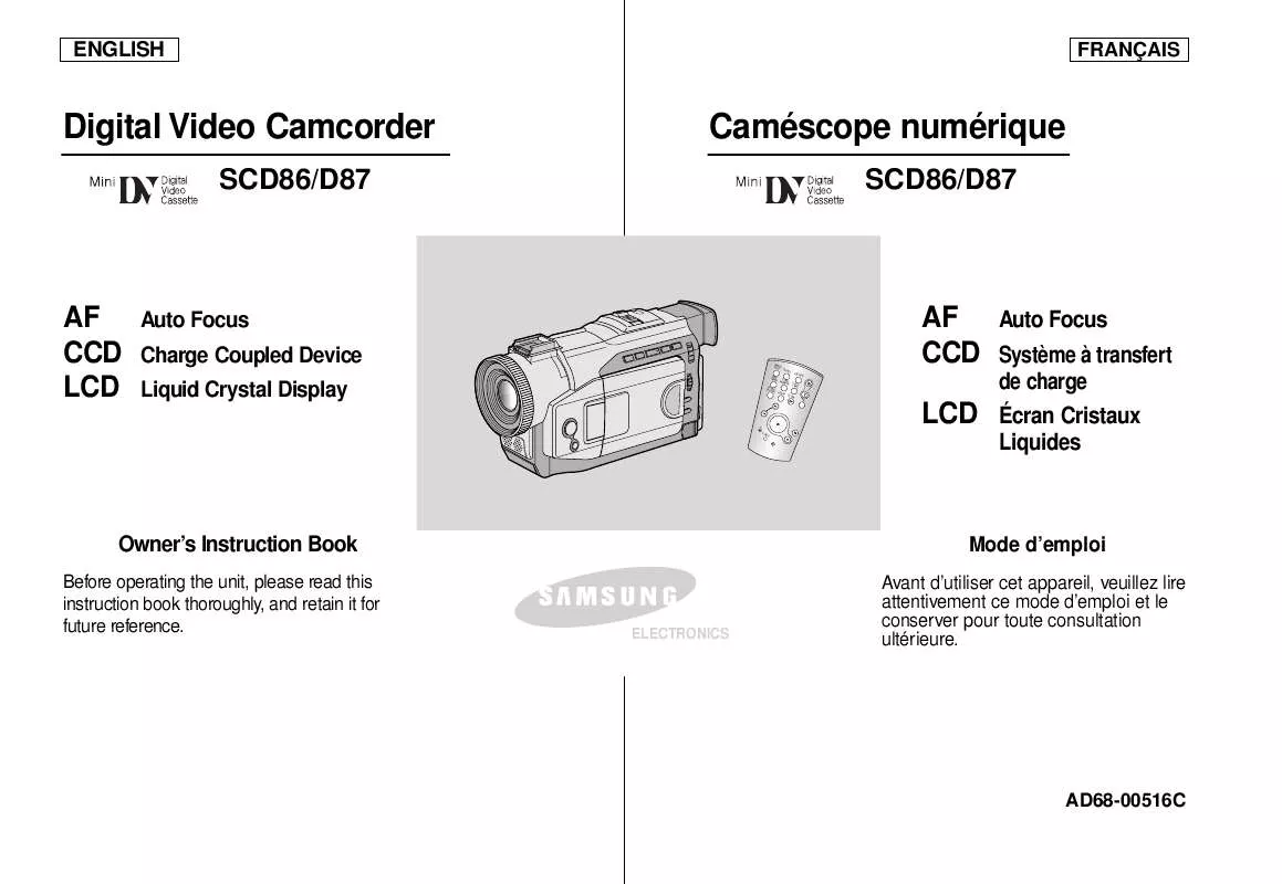 Mode d'emploi SAMSUNG SC-D86