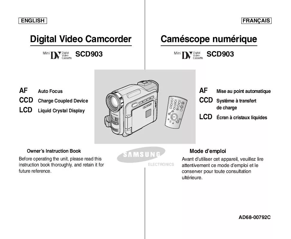 Mode d'emploi SAMSUNG SC-D903