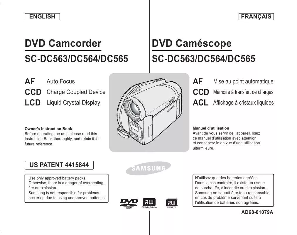 Mode d'emploi SAMSUNG SC-DC564