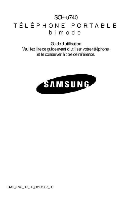 Mode d'emploi SAMSUNG SCH-U740