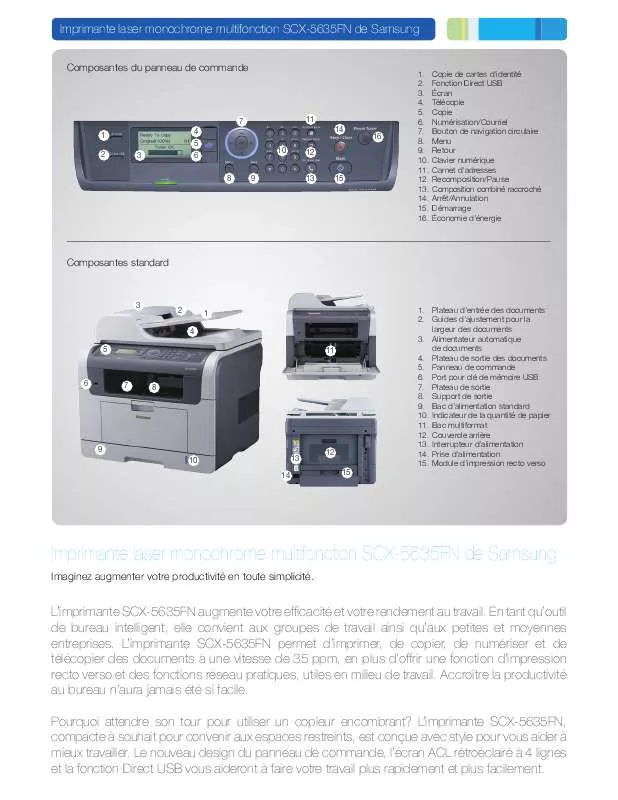 Mode d'emploi SAMSUNG SCX-5635FN