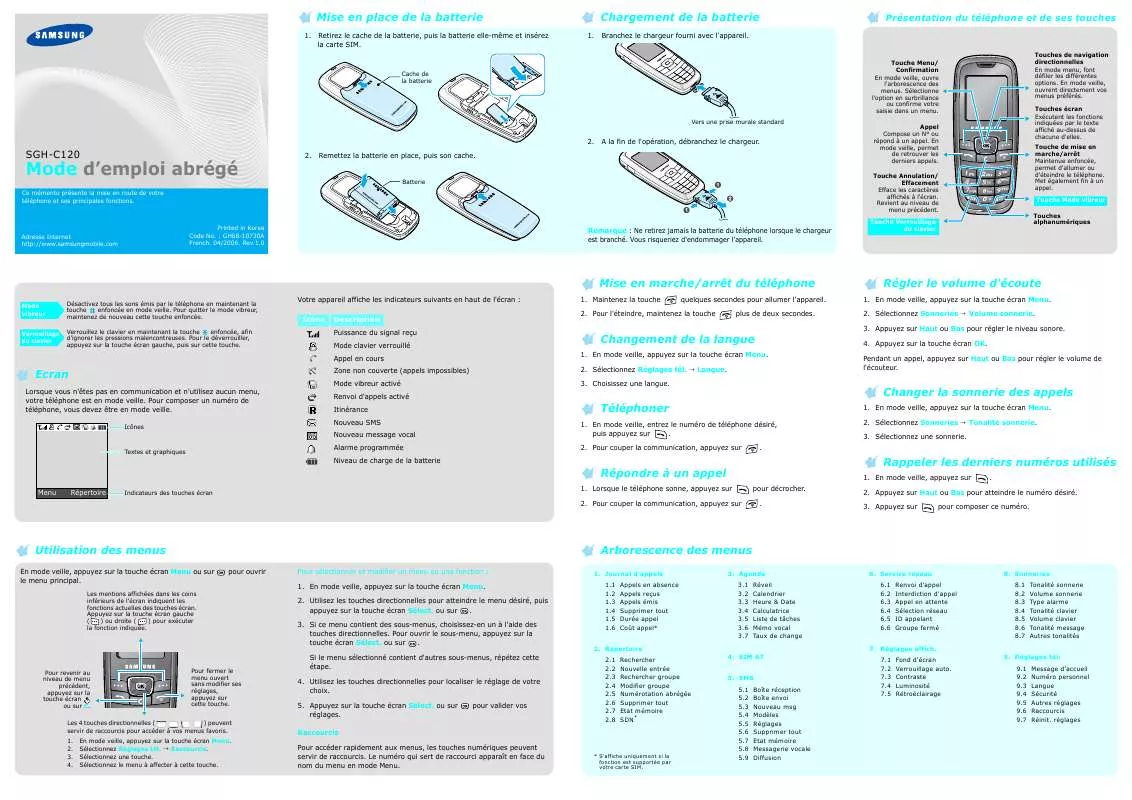 Mode d'emploi SAMSUNG SGH-C120