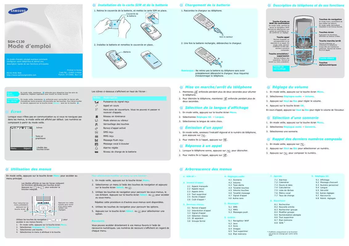 Mode d'emploi SAMSUNG SGH-C130