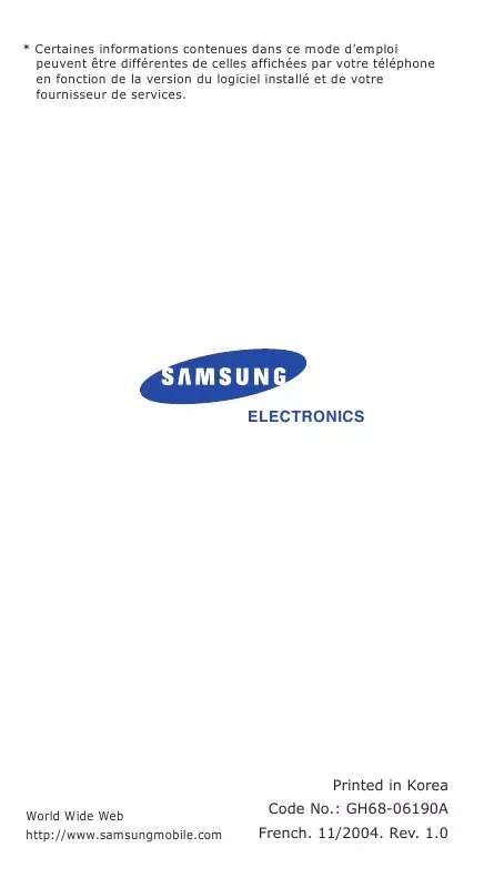 Mode d'emploi SAMSUNG SGH-C200