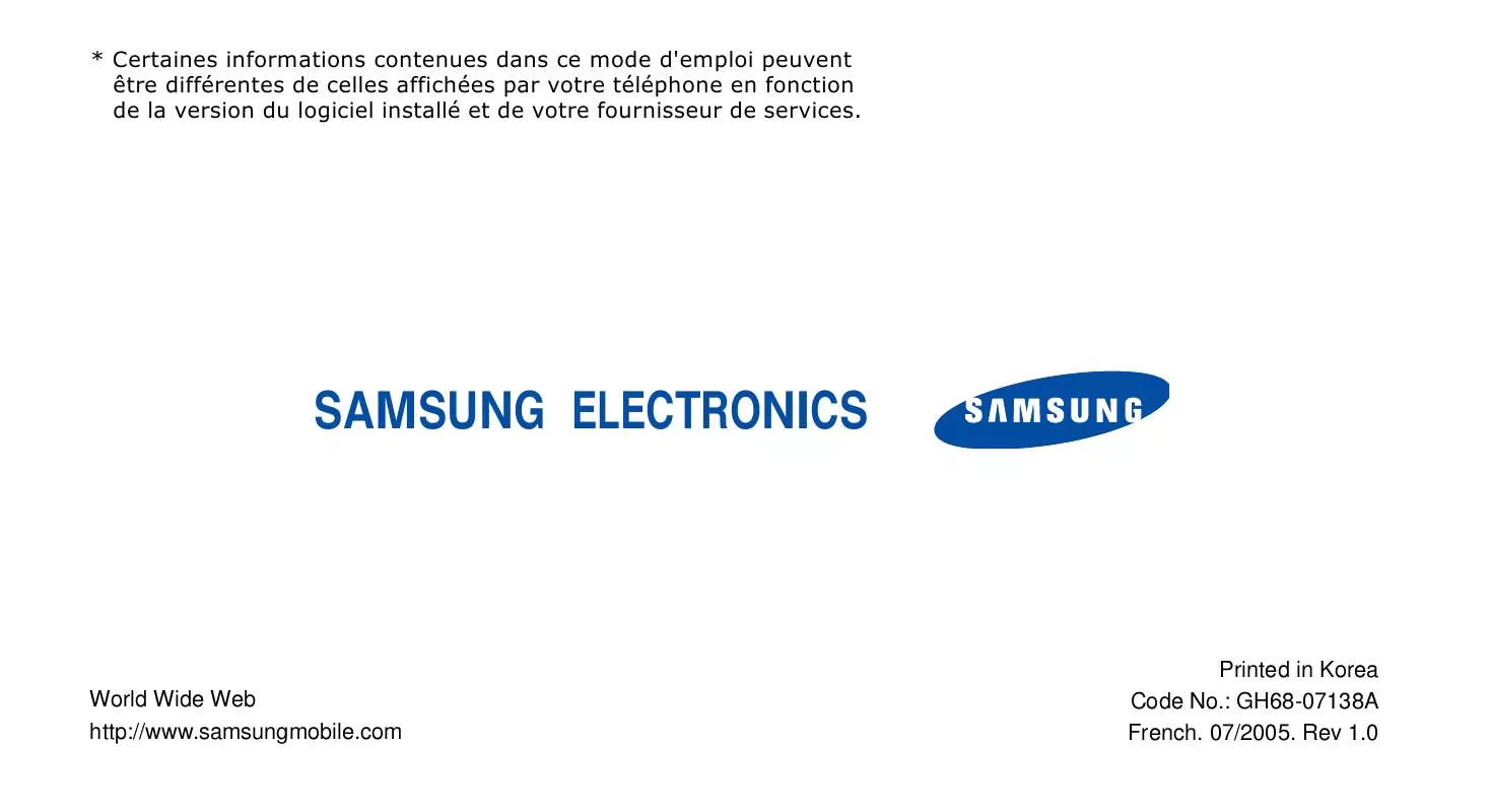 Mode d'emploi SAMSUNG SGH-C210