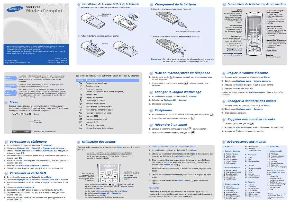 Mode d'emploi SAMSUNG SGH-C240