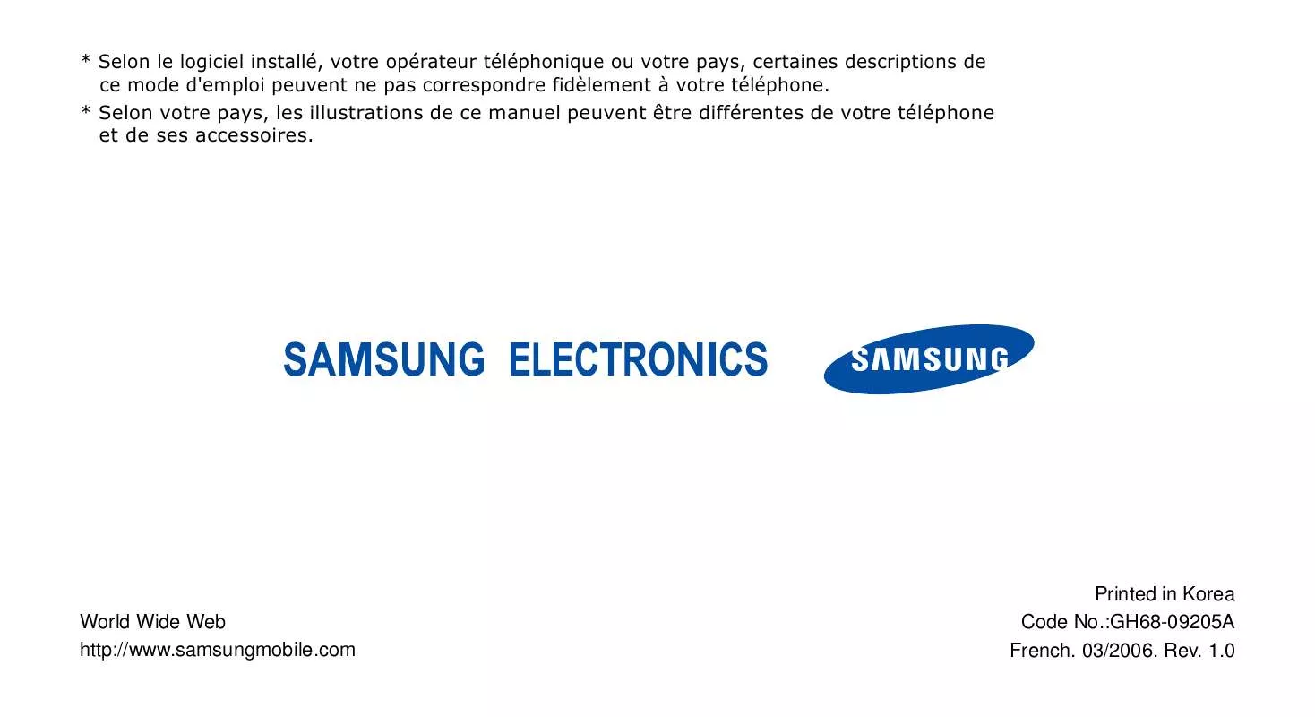 Mode d'emploi SAMSUNG SGH-D520