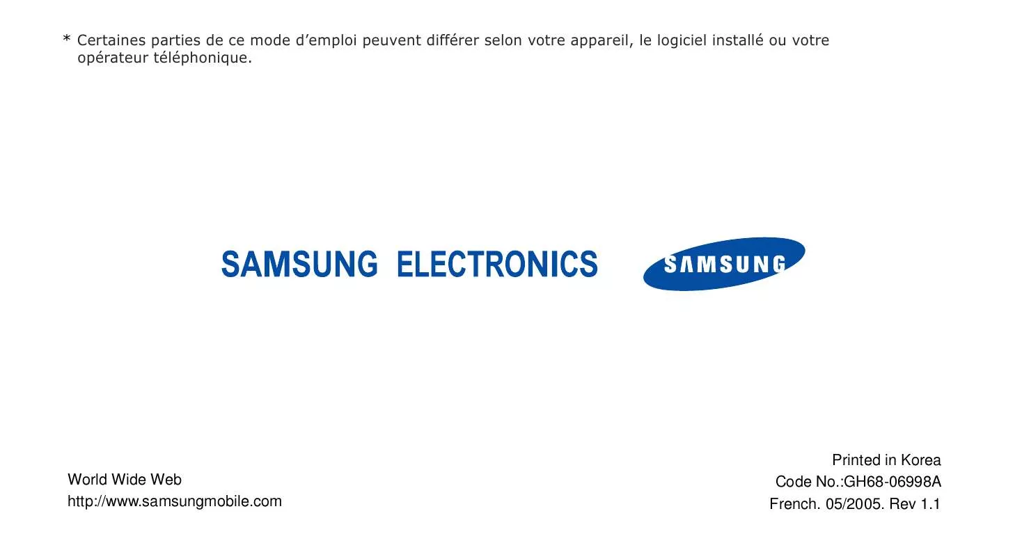 Mode d'emploi SAMSUNG SGH-E530