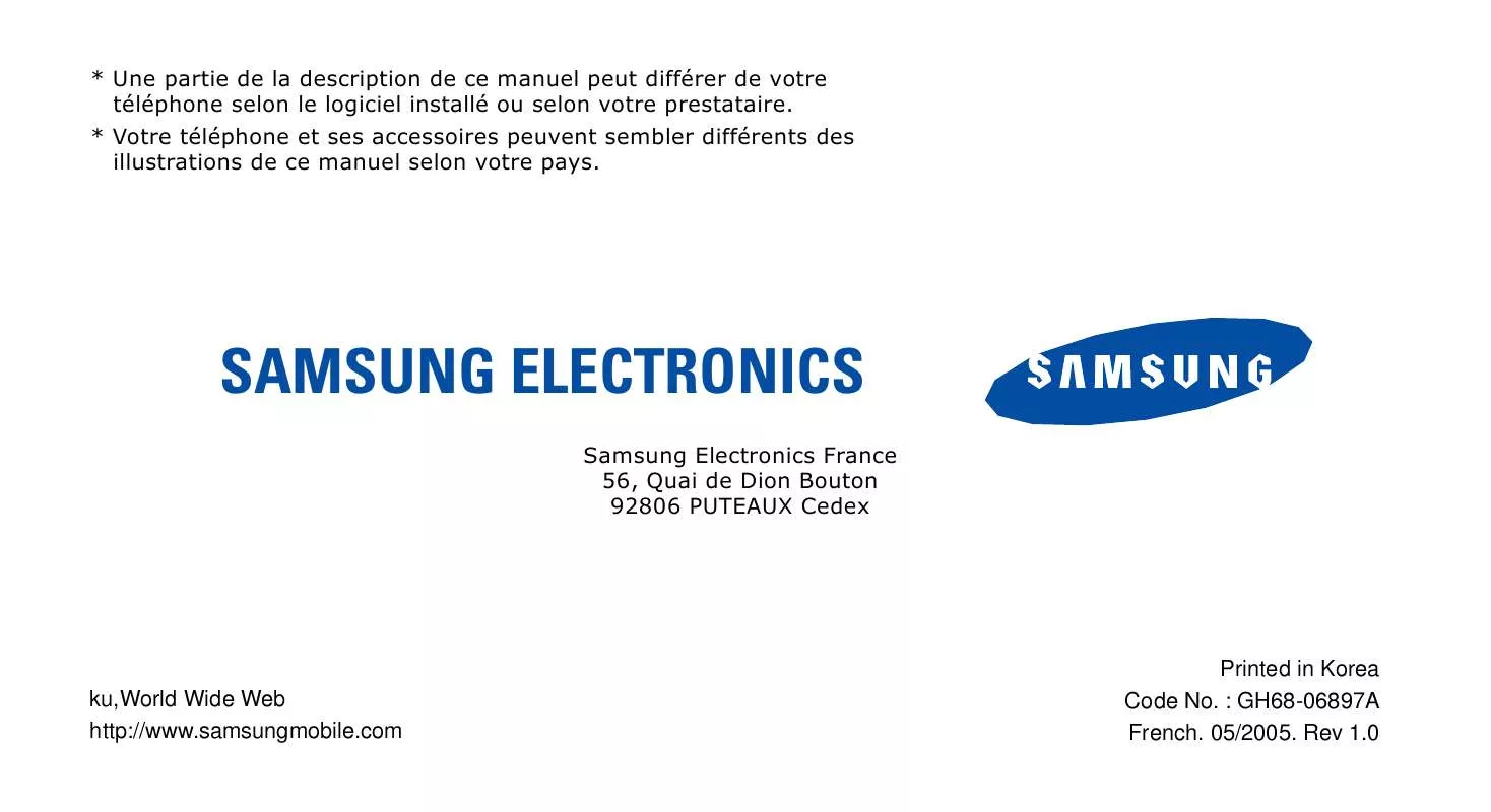 Mode d'emploi SAMSUNG SGH-E730