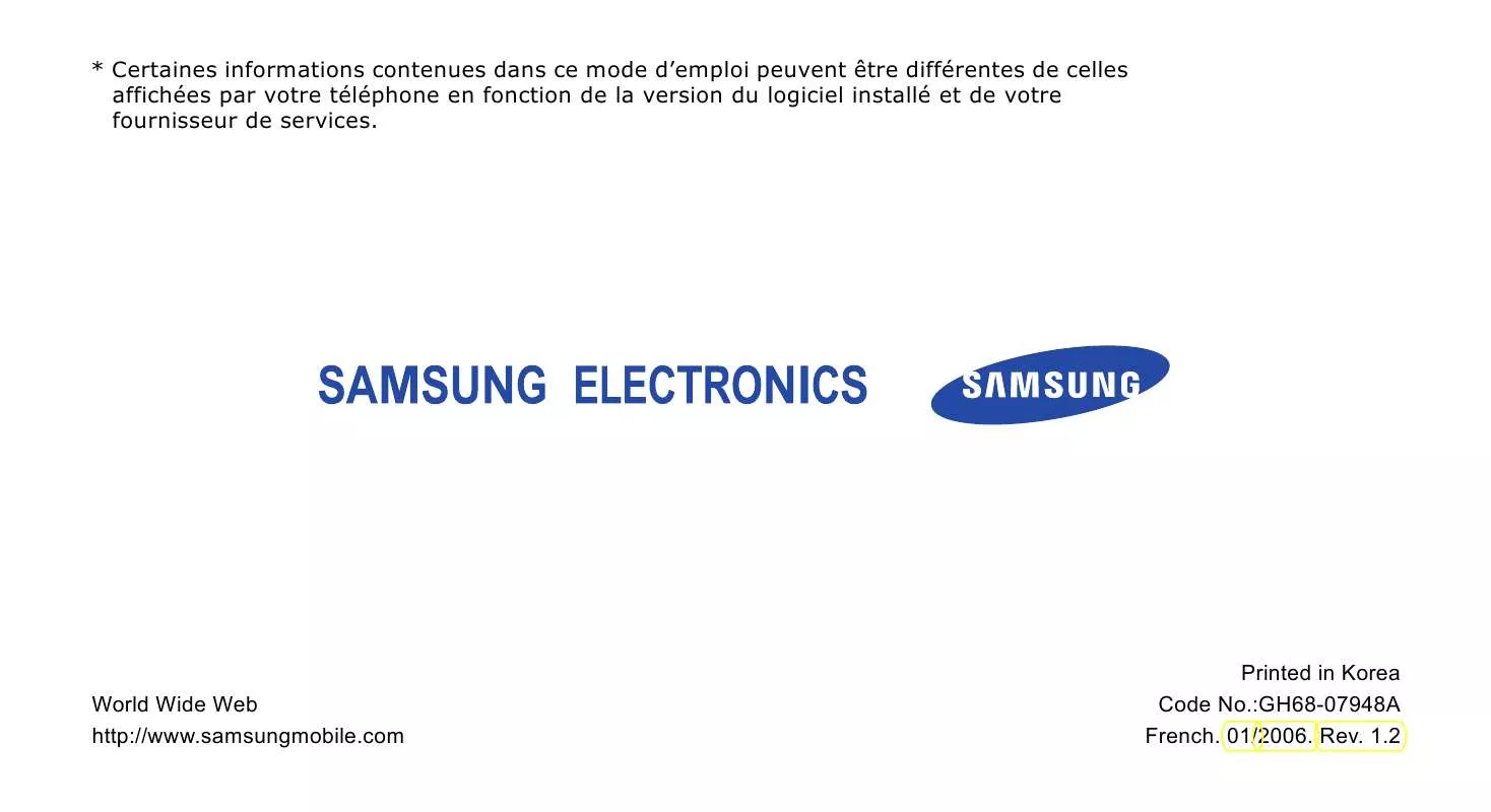 Mode d'emploi SAMSUNG SGH-E770