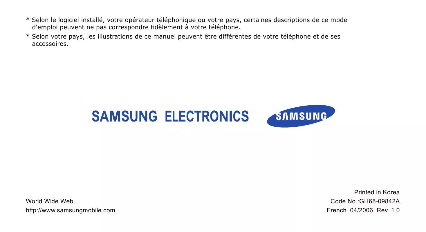 Mode d'emploi SAMSUNG SGH-E780