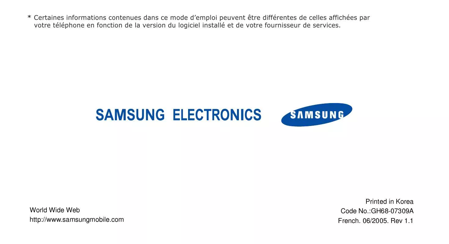 Mode d'emploi SAMSUNG SGH-E880