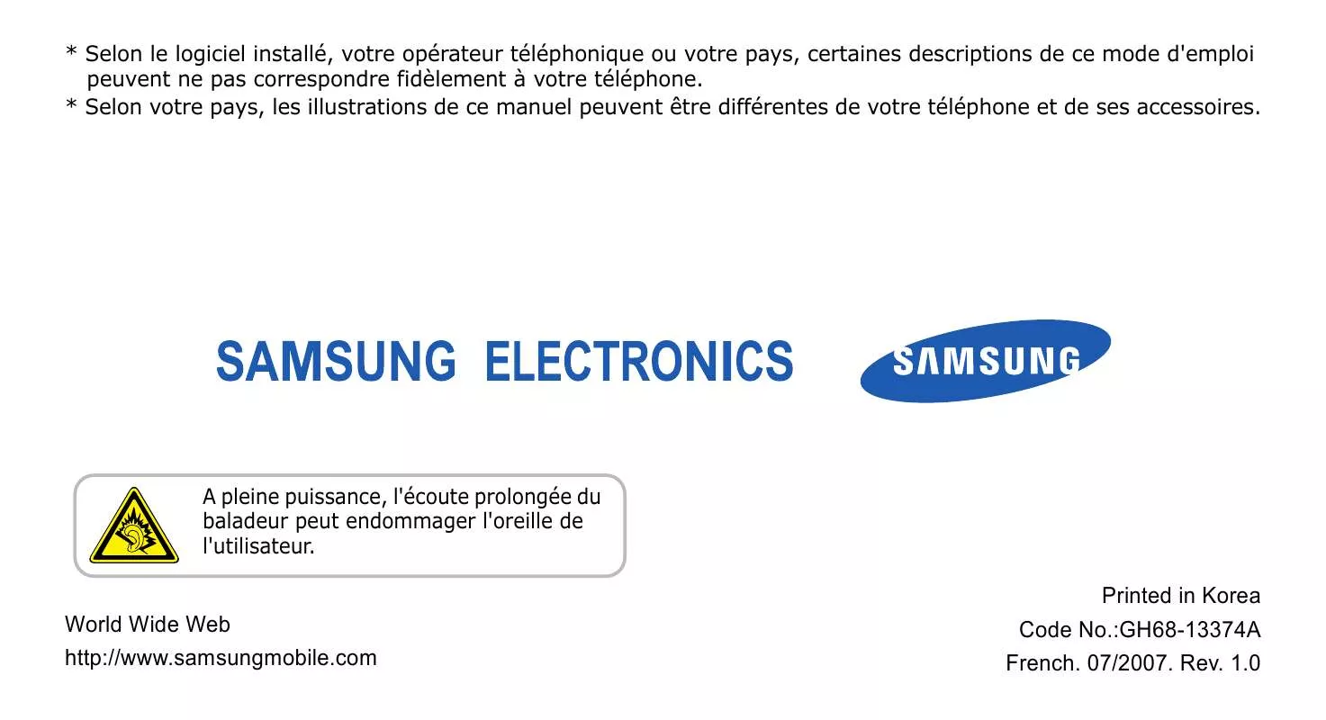 Mode d'emploi SAMSUNG SGH-F200