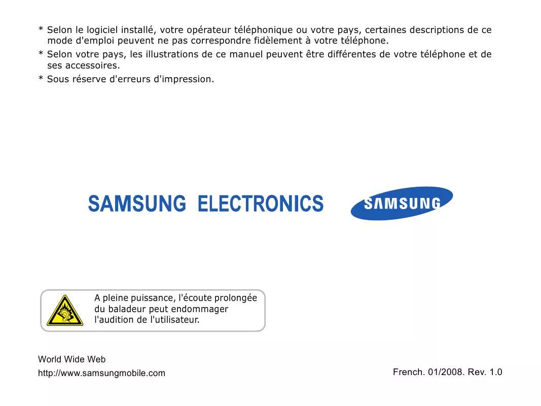 Mode d'emploi SAMSUNG SGH-I450