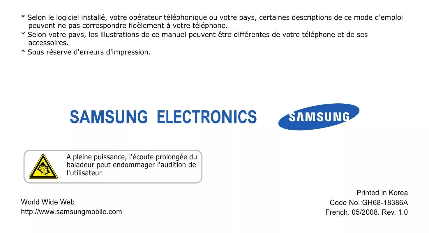 Mode d'emploi SAMSUNG SGH-L770V