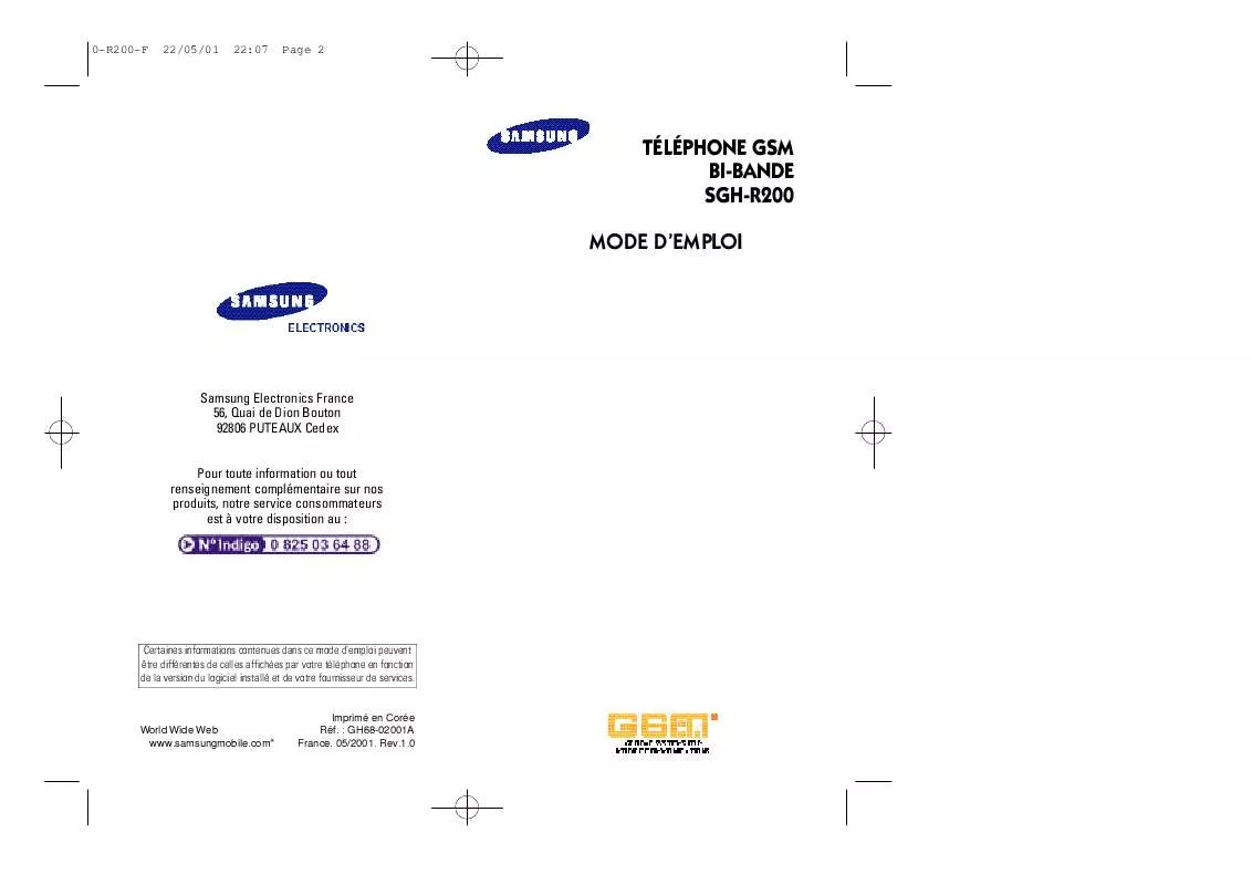 Mode d'emploi SAMSUNG SGH-R200