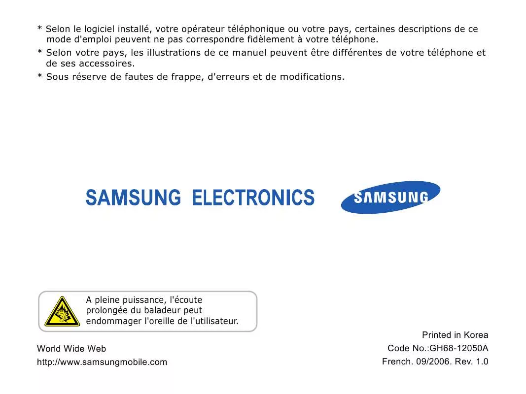 Mode d'emploi SAMSUNG SGH-S401