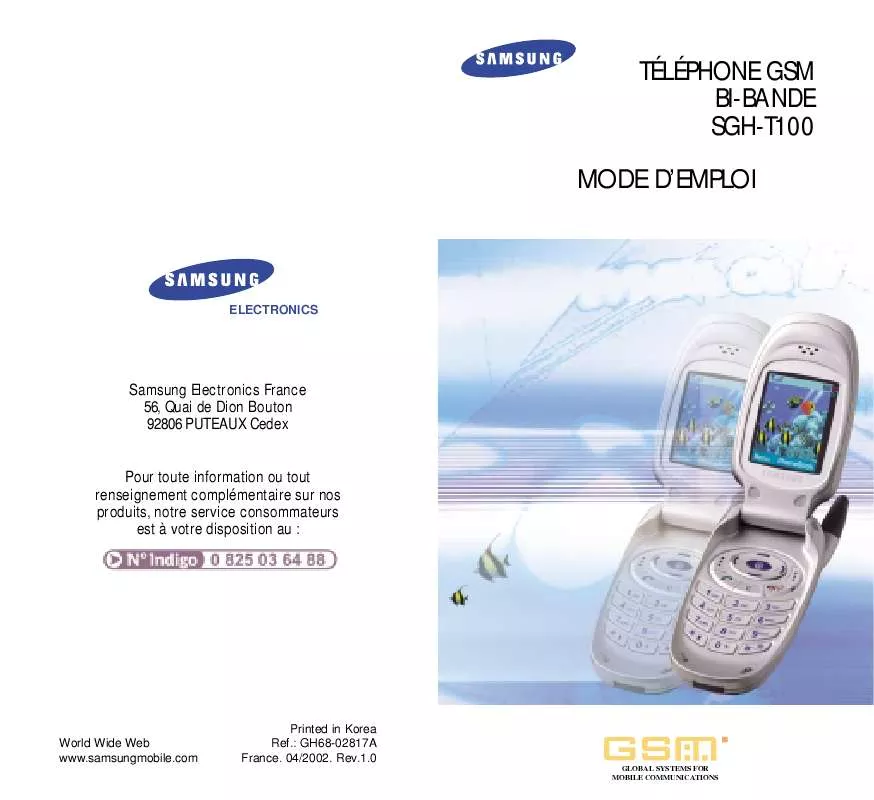 Mode d'emploi SAMSUNG SGH-T100