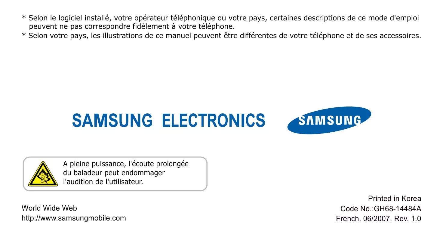 Mode d'emploi SAMSUNG SGH-U300