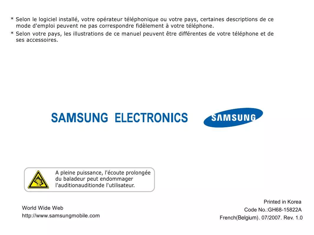 Mode d'emploi SAMSUNG SGH-U700