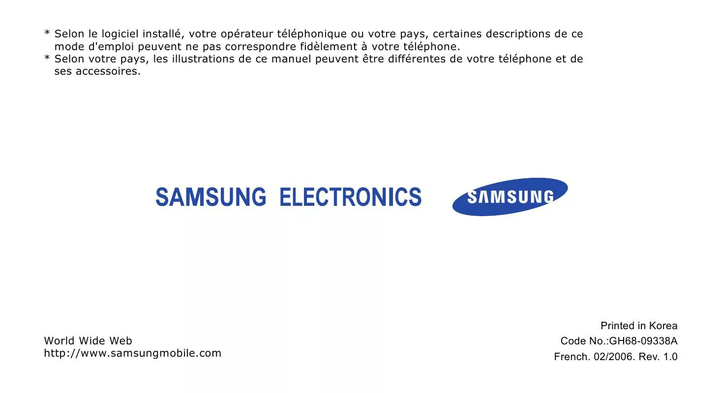 Mode d'emploi SAMSUNG SGH-X200