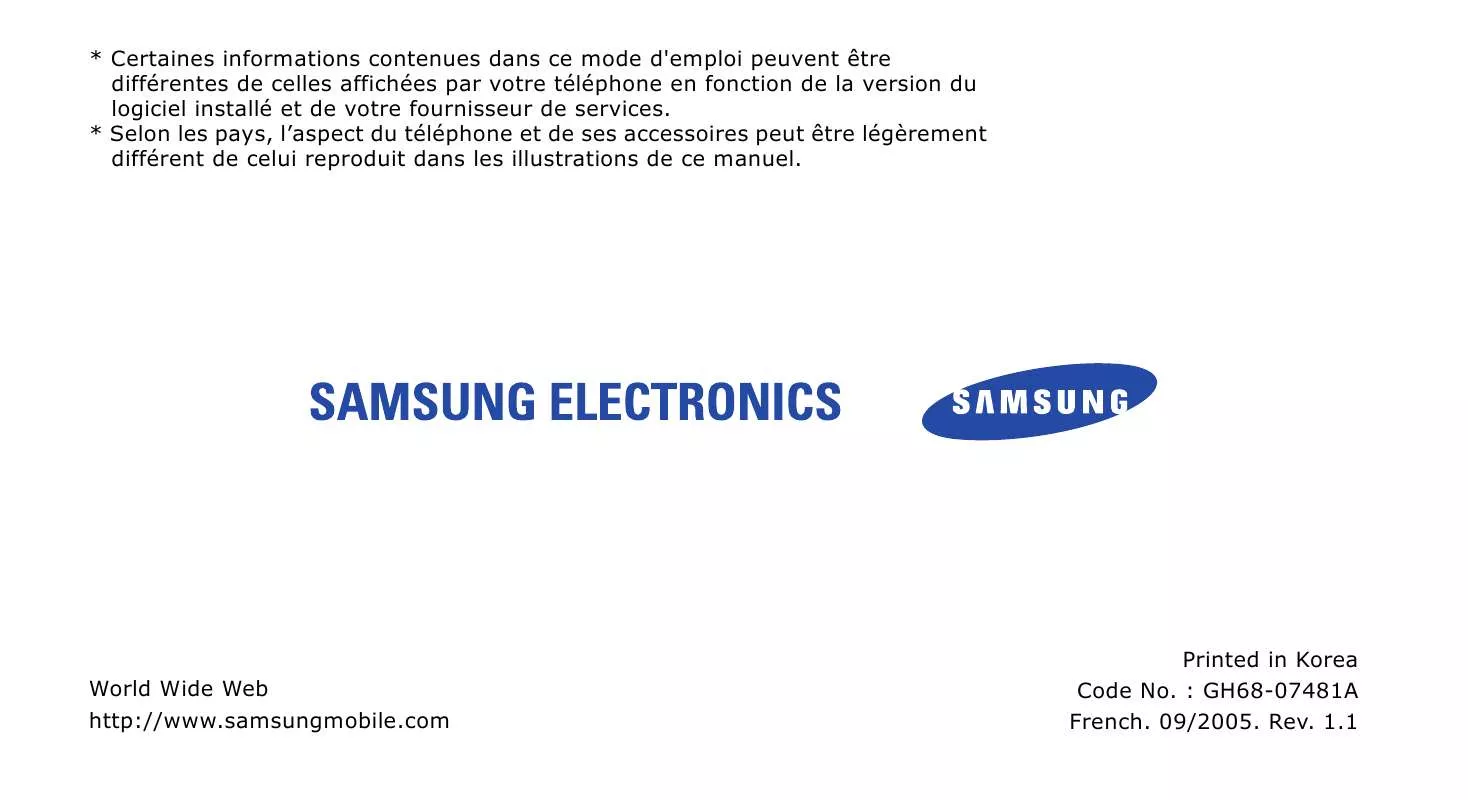 Mode d'emploi SAMSUNG SGH-X620