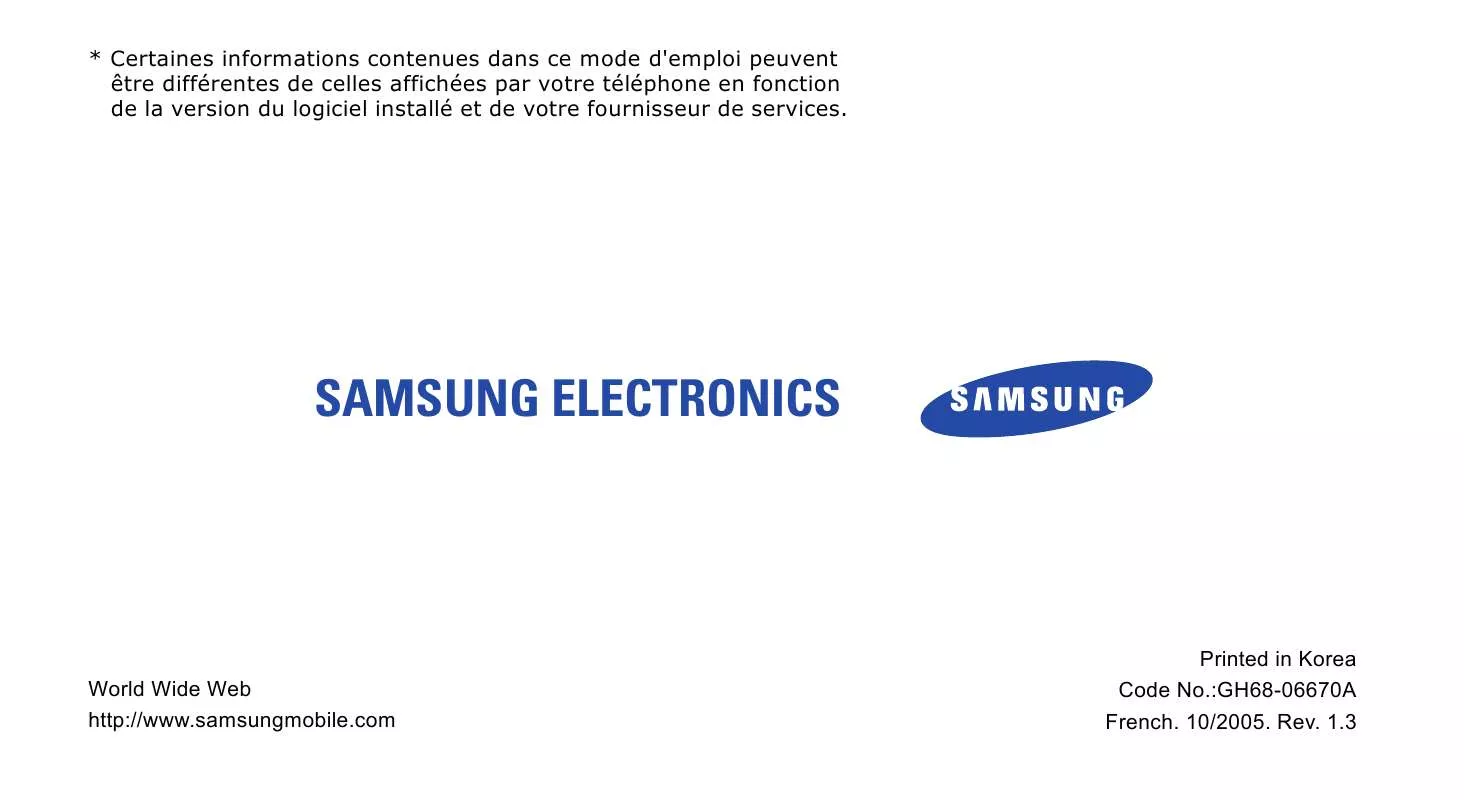 Mode d'emploi SAMSUNG SGH-X640