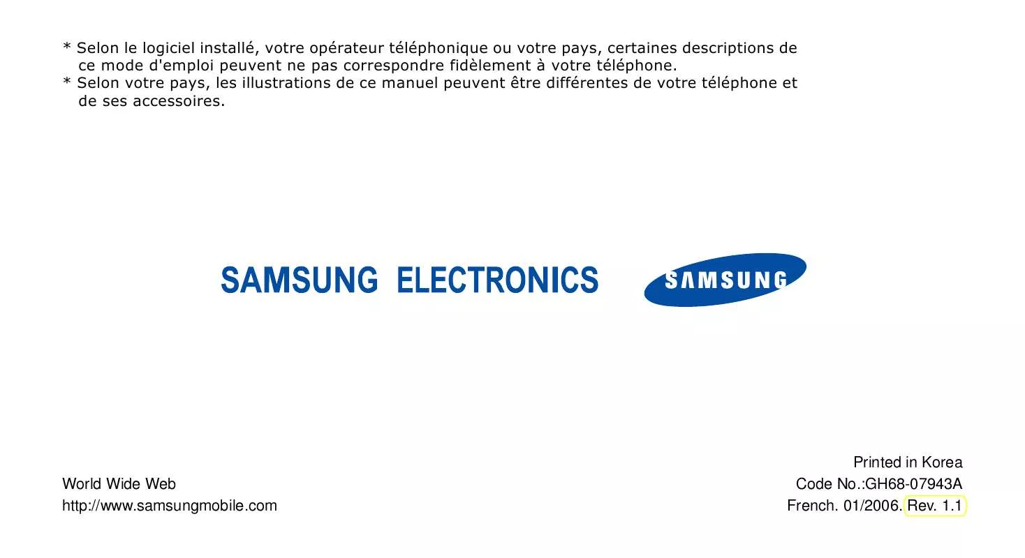 Mode d'emploi SAMSUNG SGH-X810