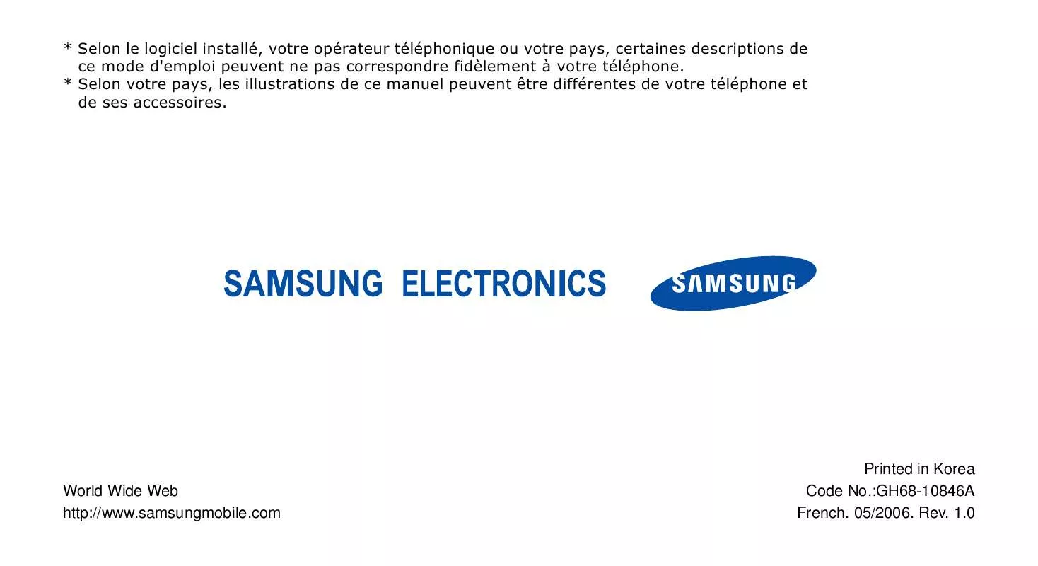 Mode d'emploi SAMSUNG SGH-X820