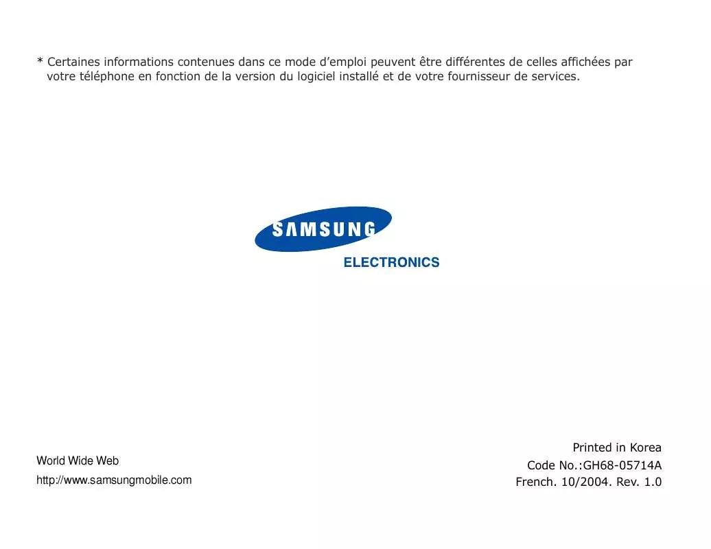 Mode d'emploi SAMSUNG SGH-Z107V