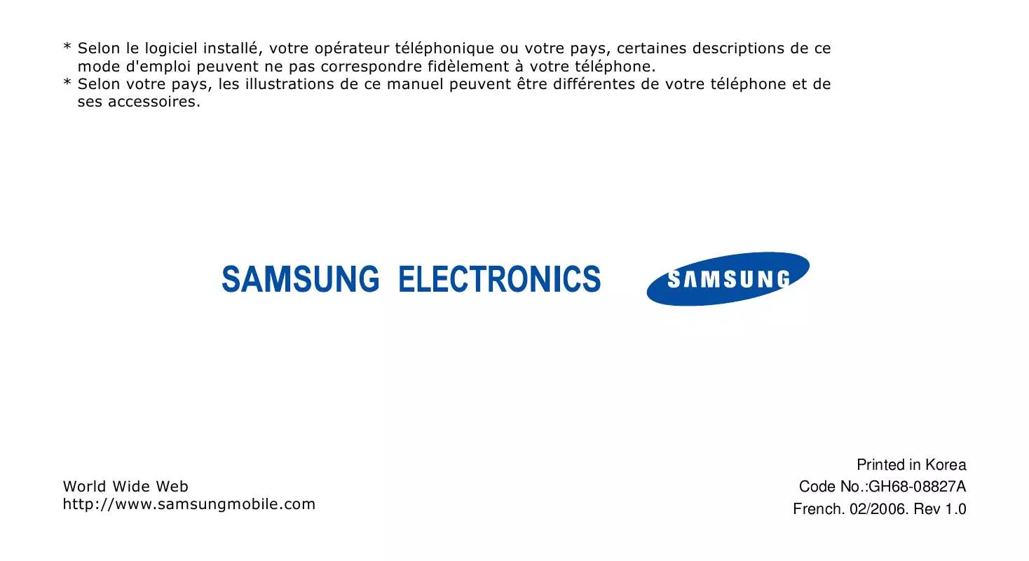 Mode d'emploi SAMSUNG SGH-Z510