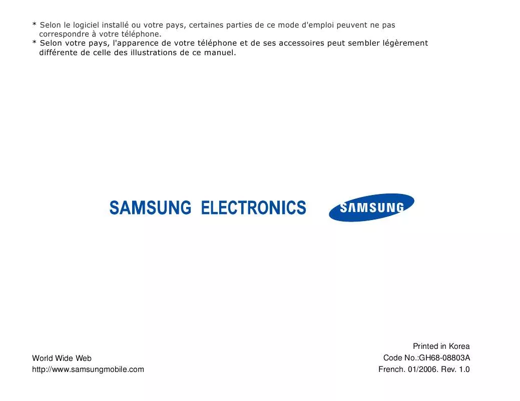 Mode d'emploi SAMSUNG SGH-ZV10