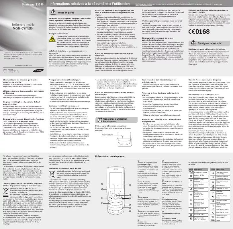 Mode d'emploi SAMSUNG SH-ARK3 S3550