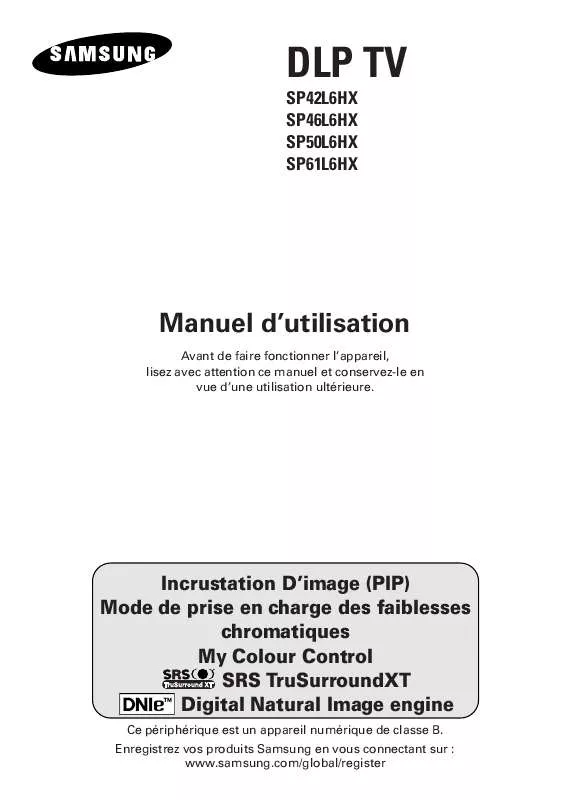 Mode d'emploi SAMSUNG SP-46L6HX