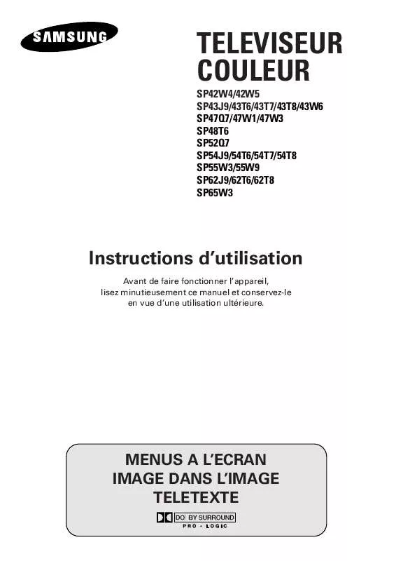 Mode d'emploi SAMSUNG SP-54T8HC