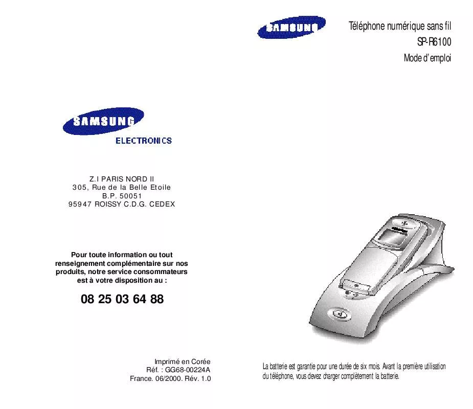 Mode d'emploi SAMSUNG SP-R6100S