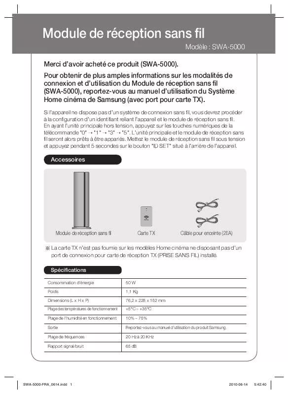 Mode d'emploi SAMSUNG SWA-5000